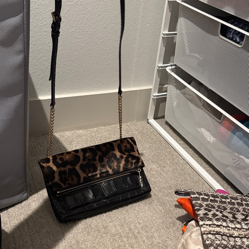 Michael Kors Leopard and Black Crossbody Bag